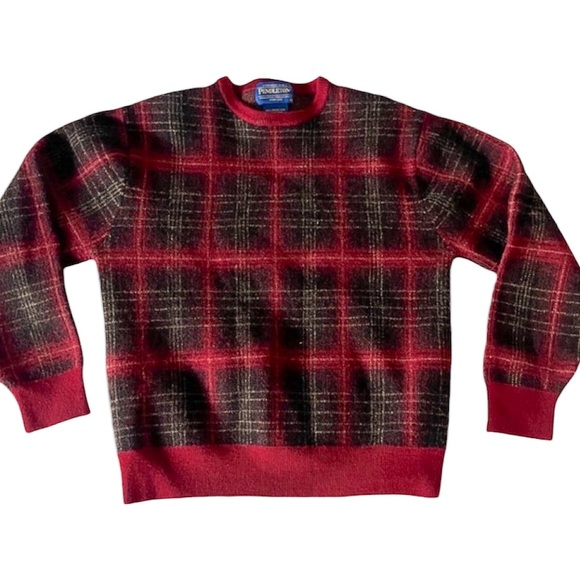 Vintage Pendleton Red Wool Plaid Sweater Size medium - Picture 1 of 7